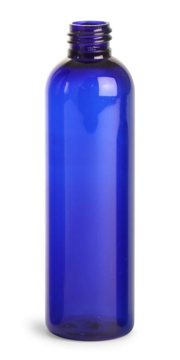 4 oz Blue PET Cosmo Round Bottles (Bulk), Caps NOT Included