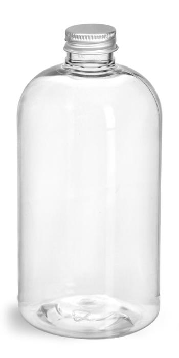 12 oz Clear PET Boston Rounds w/ Lined Aluminum Caps