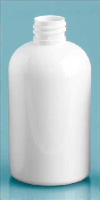4 oz White PET Boston Rounds, (Bulk) Caps NOT Included