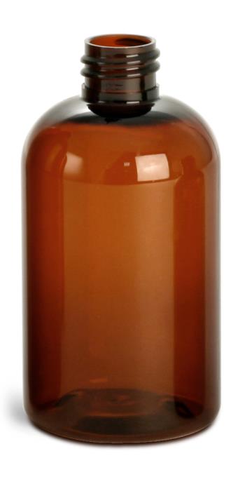 4 oz Amber PET Boston Rounds (Bulk), Caps NOT Included