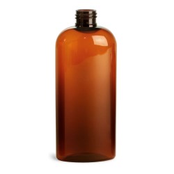 8 oz Amber PET Cosmo Oval (Bulk), Caps NOT Included