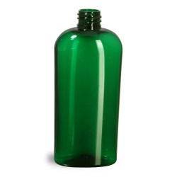 4 oz Green PET Cosmo Oval Bottles (Bulk), Caps NOT Included