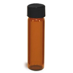 2 dram Amber Glass Vials w/ Black Phenolic Cone Lined Caps