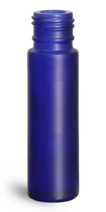 0.35 oz Glass Bottles, Blue Frosted Glass Roll On Containers (Bulk), Caps NOT Included