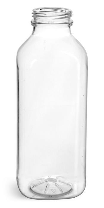 16 oz Clear PET Square Beverage Bottles