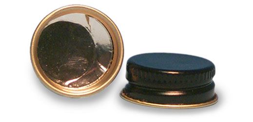 53/400 Metal Caps, Black Metal Foil Lined Caps