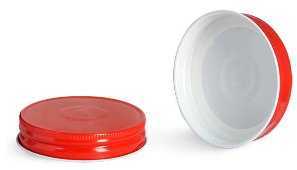 70G Metal Caps, 70G Red Metal Plastisol Lined Caps w/ Button