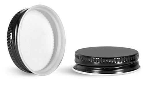 38/400 Metal Caps, Black Metal Plastisol Lined Caps