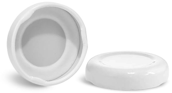 38/2000 Metal Caps, White Metal Plastisol Lined Lug Caps