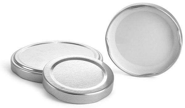 70/2030 Metal Caps, Silver Metal Plastisol Lined Lug Caps