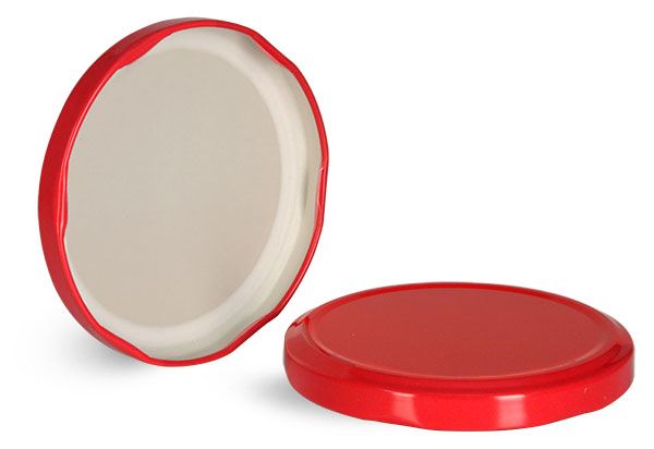 70/2030 Metal Caps, Red Metal Plastisol Lined Lug Caps