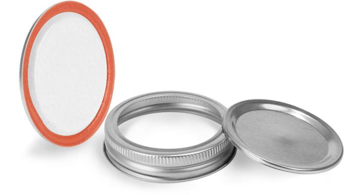 70 mm, Band Metal Caps, Silver Plastisol Lined Canning Bands