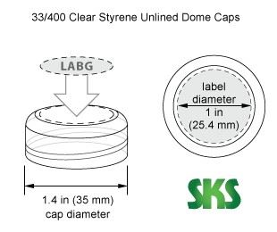 33/400 Clear Styrene Dome Caps