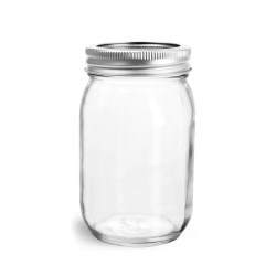 16 oz Glass Jars, Clear Glass Mayo/Economy Jars w/ Silver Two Piece Canning Lids