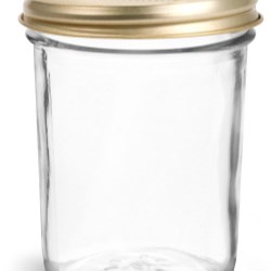 8 oz Glass Jars, Clear Glass Jelly Jars w/ Gold Two Piece Canning Lids