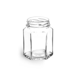 3 3/4 oz Clear Glass Hexagon Jars (Bulk), Caps NOT Included