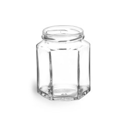 6 oz Clear Glass Hexagon Jars (Bulk), Caps NOT Included