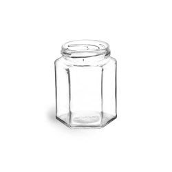 9 oz Clear Glass Hexagon Jars (Bulk), Caps NOT Included