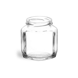 6 oz Clear Glass Oval Hexagon Jars (Bulk), Caps NOT Included