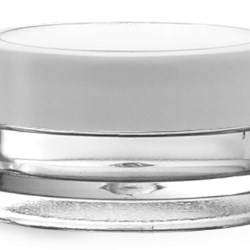 1/4 oz Plastic Jars, 1/4 oz Clear SAN Cosmetic Containers w/ White Caps & Clear Windows