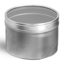 8 oz Metal Containers, Metal Tins w/ Clear View Tops