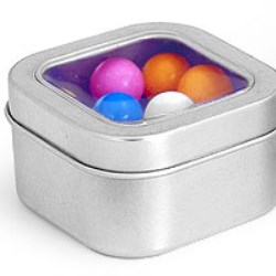 4 oz Square Metal Tins w/ Clear View Tops