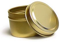 2 oz Gold Metal Tins, Gold Metal Tins w/ Rolled Edge Covers