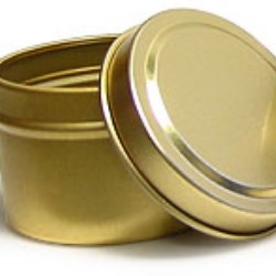2 oz Gold Metal Tins, Gold Metal Tins w/ Rolled Edge Covers