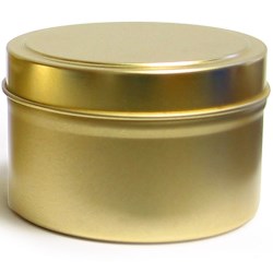 6 oz Gold Metal Tins, Gold Metal Tins w/ Rolled Edge Covers