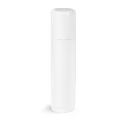 .5 oz White Plastic Lip Balm Tubes w/ Caps