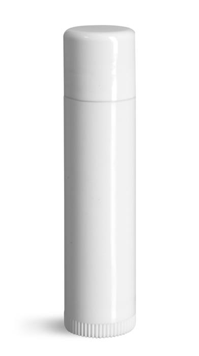 0.15 oz Lip Balm Tubes, White Plastic Lip Balm Tubes w/ Caps