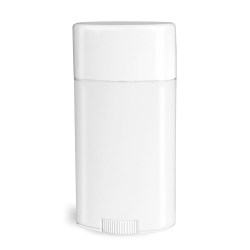 2.65 oz Plastic Tubes, White Polypropylene Deodorant Tubes w/ Flat White Caps