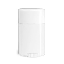 1.76 oz Plastic Tubes, White Polypropylene Deodorant Tubes w/ Flat White Caps