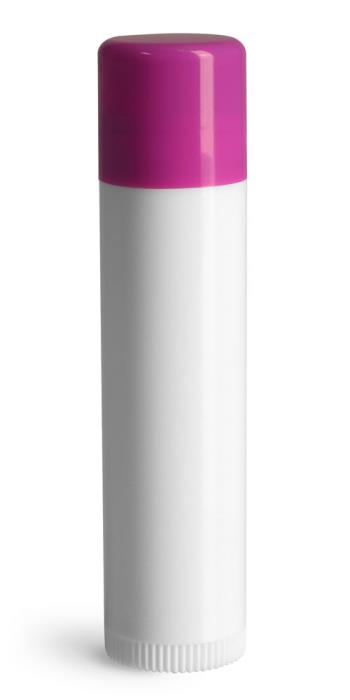 .15 oz Purple Cap Lip Balm Tubes, White Lip Balm Tubes w/ Colored Caps