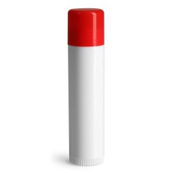 .15 oz Red Cap Lip Balm Tubes, White Lip Balm Tubes w/ Colored Caps