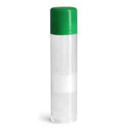 .15 oz Green Cap Lip Balm Tubes, Natural Lip Balm Tubes w/ Colored Caps