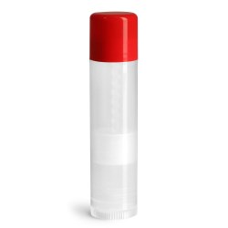 .15 oz Red Cap Lip Balm Tubes, Natural Lip Balm Tubes w/ Colored Caps
