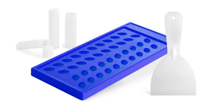 24 Free .15oz White Tubes Included Lip Balm Filling Tray w/ White Oval Lip Balm Tubes