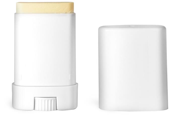 .35 oz White Oval Lip Balm Tubes w/ Caps