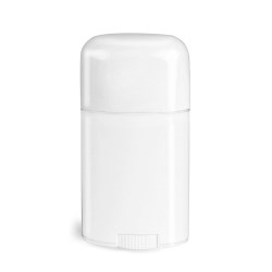 1.76 oz White Polypro Oval Deodorant Tubes w/ White Caps