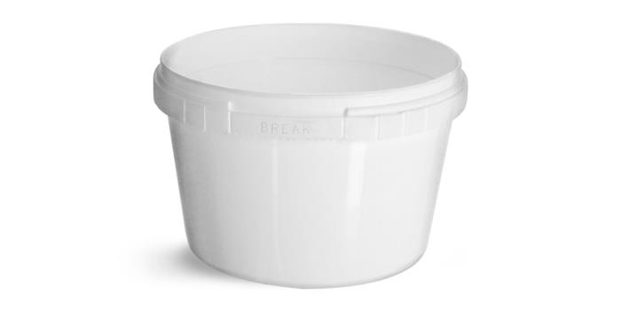 16 oz Plastic Tubs, White Polypro Tamper Resistant Tubs (Bulk), Caps NOT Included
