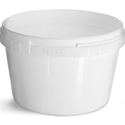 16 oz Plastic Tubs, White Polypro Tamper Resistant Tubs (Bulk), Caps NOT Included
