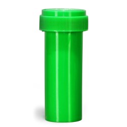 16 Dram Plastic Vials, Green Polypropylene Reversible Cap Vials
