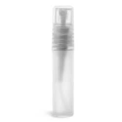 5 ml Plastic Vials, Natural Frosted Polypropylene Mini Cylinders w/ Natural Fine Mist Sprayers and Overcaps
