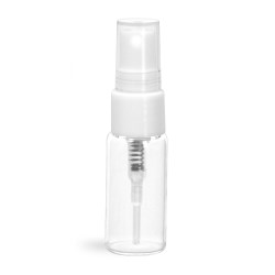 3 ml Glass Vials, Clear Glass Vials w/ White Smooth Sprayers & Overcaps