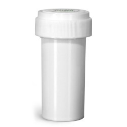 13 Dram Plastic Vials, White Polypropylene Reversible Cap Vials