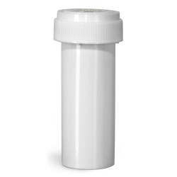 16 Dram Plastic Vials, White Polypropylene Reversible Cap Vials