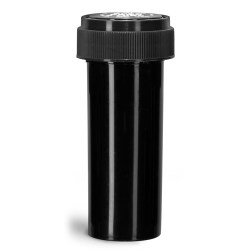 16 Dram Plastic Vials, Black Polypropylene Reversible Cap Vials