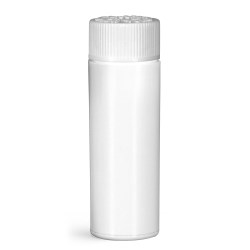 20 mm Plastic Vials, White Polypropylene Purse Pak Vials w/ White Child Resistant Caps and Plug Liners