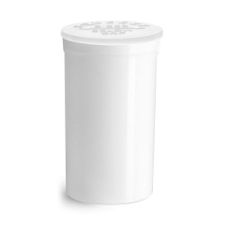 19 Dram Hinge Top Containers, White Polypropylene Plastic Pop Top Vials